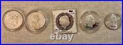 Lot of 5 UK, Canada, Guernsey Silver Proof and Unc Coins