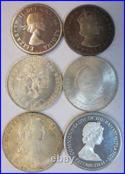 (Lot of 6 Different) Silver Foreign Crowns, Better Higher Grades, Free Shipping
