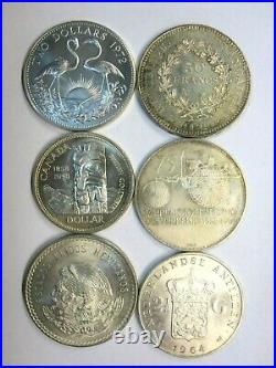 (Lot of 6 Different) Silver Foreign Crowns, Better Higher Grades, Free Shipping