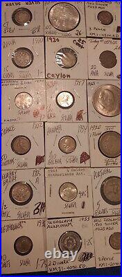 Lot of 60 Foreign US Mostly Silver Coins Mixed Purity Countries Proof MS Mint S2