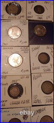 Lot of 60 Foreign US Mostly Silver Coins Mixed Purity Countries Proof MS Mint S2