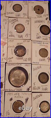 Lot of 60 Foreign US Mostly Silver Coins Mixed Purity Countries Proof MS Mint S2