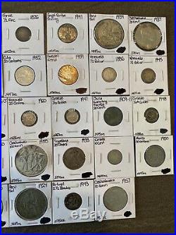 Lot of Mixed Silver World Foreign Coins 8 Oz Of Silver! Many Different Countries
