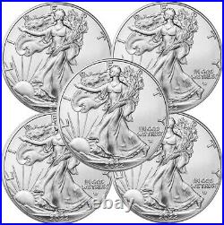 (Lots of 5) 2022 $1 American Silver Eagle 1 oz BU