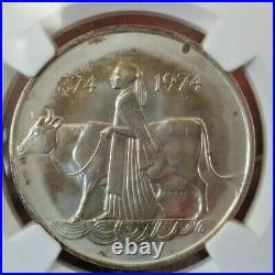 MS 67-NGC-1974 ICELAND FIRST SETTLEMENT Silver 500 Kronor Coin -TONED-FREE SHIP