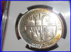 MS 67-NGC-1974 ICELAND FIRST SETTLEMENT Silver 500 Kronor Coin -TONED-FREE SHIP