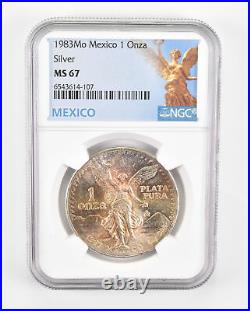 MS67 1983 Mo Mexico 1 Silver Onza Graded NGC TONED 0572