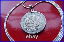 Mexican Republic Eagle & Snake Pendant on a 30 925 Sterling Silver Snake Chain