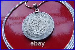 Mexican Republic Eagle & Snake Pendant on a 30 925 Sterling Silver Snake Chain