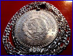 Mexican Silver Eagle Peso Pendant on a 20 925 ITALIAN Sterling Silver Chain