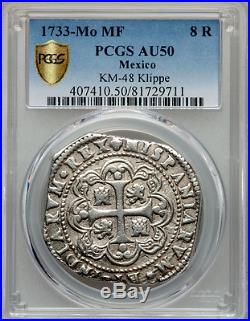 Mexico 1733 8 Reales Philip V Ngc 50 Klippe Shape Fleet Shipwreck Silver Coin