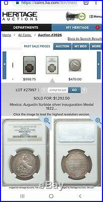 Mexico 1822 Iturbide Proclamation Medal Grove-9a NGC MS62