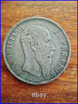 Mexico 1866 French Emperor Maxmilian One Peso Monterey Mint, Silver