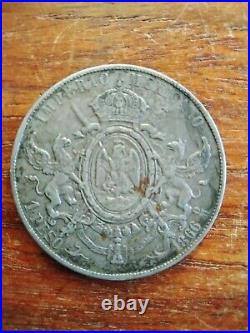 Mexico 1866 French Emperor Maxmilian One Peso Monterey Mint, Silver