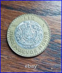 Mexico 1882 Ten Pesos, Silver Center, AU Coin