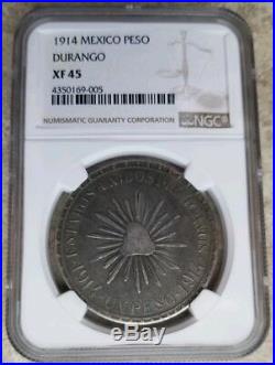 Mexico 1914 XF-45 Peso MUERA HUERTA Cuencame Durango KM-621 Scarce Silver Coin