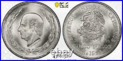 Mexico 1953 5 Pesos Hidalgo Frosty Gem Pcgs Graded Ms66 Silver World Coin