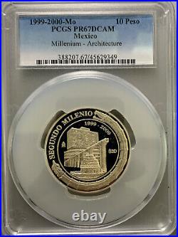 Mexico 1999-2000 Mo 10 Peso / Millennium Architecture/ PCGS PR67DCAM