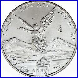 Mexico 2007 Nice Silver Libertad Coin 1 oz Onza Plata Pura LEY. 999 in Capsule