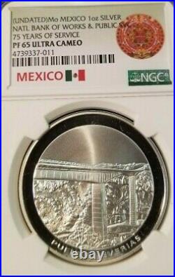 Mexico Silver National Bank Of Works & Public Service Ngc Pf 65 Ultra Cameo