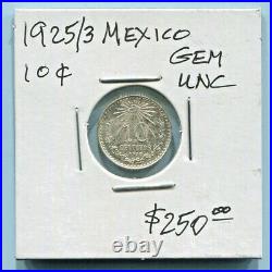 Mexico Spectacular Historical Silver 10 Centavos, 1925/3, Km# 431