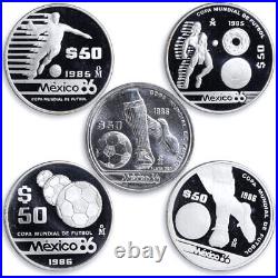 Mexico set of 15 coins Football World Cup 1986 silver coins 1985 1986