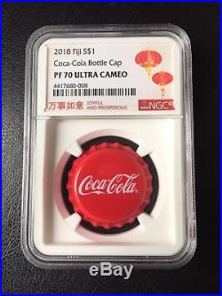 NGC PF70 2018 Fiji Coca-Cola Bottle Cap $1 6g Silver Proof Coin Coca Cola