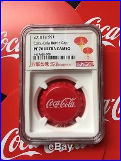 NGC PF70 2018 Fiji Coca-Cola Bottle Cap $1 6g Silver Proof Coin Coca Cola