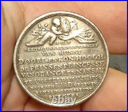 Netherlands silver historic medal 1768 by holzhey RARE willielm V