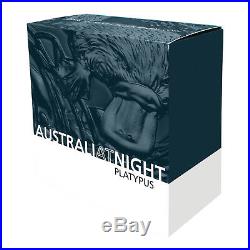 Niue 2018 Australia at Night Nocturnal Duck Billed Platypus $1 Silver Black Prf