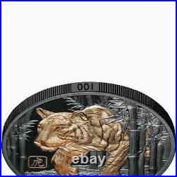 Niue 2022 YEAR TIGER $10 5 Oz Gilt Pure Silver Gilded BLACK PROOFMINTAGE 888