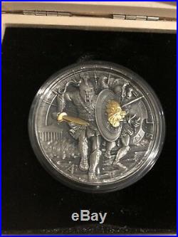 Niue Island 2017 ARES GOD OF WAR series GODS $2 Silver Coin Gold plated 2 oz