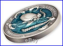 OCTOPUS UNDERWATER WORLD 2021 3 oz Ultra High Relief Pure Silver Coin BARBADOS