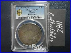 PCGS Gold Shield Mexico 1824 8 Reales City Mint Hook Neck Silver Coin VF20 Rare