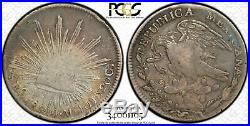 PCGS Gold Shield Mexico 1824 8 Reales City Mint Hook Neck Silver Coin VF20 Rare