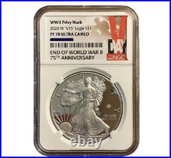 PF70 Grade End of World War II 75th Anniversary American Eagle Silver Proof Coin