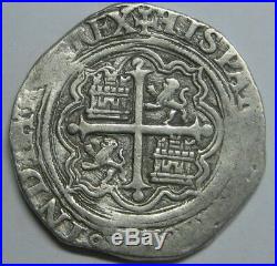 Philip II 2 Real Cob Mexico Spain Colonial Assayer O Silver Coin Spanish