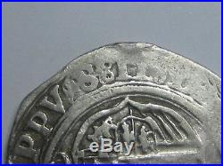 Philip II 2 Real Cob Mexico Spain Colonial Assayer O Silver Coin Spanish
