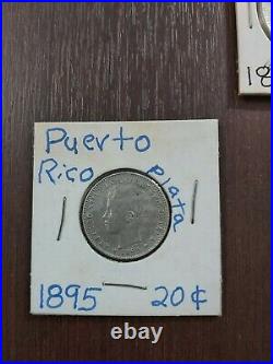 Puerto Rico Spanish Colony Genuine Silver XF Coins minted Madrid. Complete Set