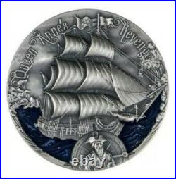 QUEEN ANNE'S REVENGE 2019 2000 CFA 2 oz High Relief Pure Silver Coin Cameroon