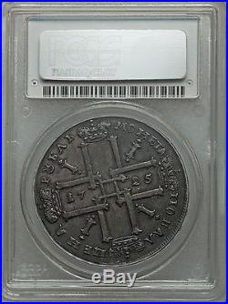 Rare 1725 Russia Peter the Great Large silver 1 Rouble PCGS XF 45