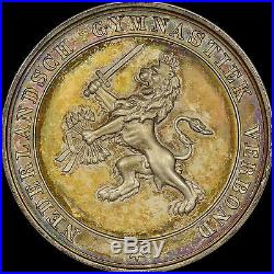 Rare & Screamingly Audacious 1880 Netherland Rampant Lion Medal Pcgs Sp65 Toned