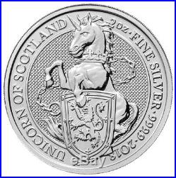 Roll of 10 -2018 Britain 2 oz Silver Queen's Beasts Unicorn of Scotland SKU49477