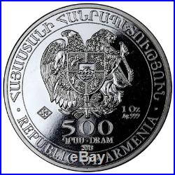 Roll of 20 2018 Armenia 1 oz Silver Noah's Ark 500 Dram Coins GEM BU SKU51639