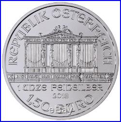 Roll of 20 2018 Austria 1 oz Silver Philharmonic 1.50 GEM BU Coin SKU49790