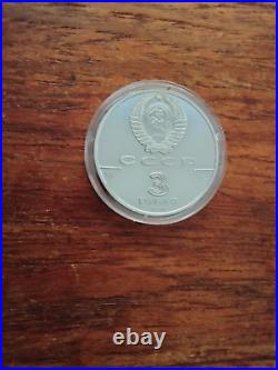 Russia 1991 30th Anniversary 1st Man in Space 3 Rubles Silver Prf. WithCosmo Medal