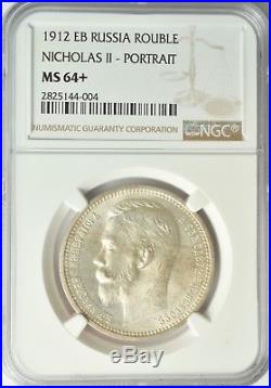 Russia Silver 1 Rouble 1912 Ngc Ms64+ Unc