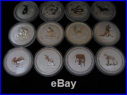 SALE! Lunar Series I (12) 1 oz. 999 Silver Coin Set Perth Mint 1999-2010