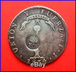 ¡¡ SCARCE! Silver coin 1 Peso independiente de Chile. 1834. Countermark YII
