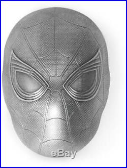 SPIDER-MAN MASK MARVEL ICON SERIES 2019 2 OZ Antiqued Pure Silver Coin Fiji